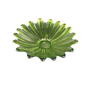 Federal Glass Celestial Limelight Green Petal Art Glass 11.5" Centerpiece Bowl
